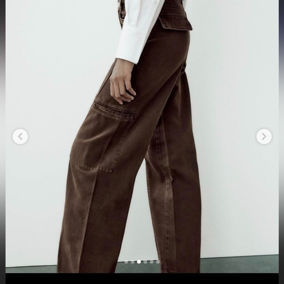 Zara chocolate brown cargo jeans (6) - Picture 4 of 10